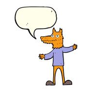cartoon fox man with speech bubble N26