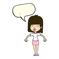cartoon woman shrugging shoulders with speech bubble N246