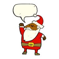 cartoon santa claus punching air with speech bubble N10