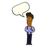 cartoon unimpressed man with speech bubble N4