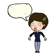 cartoon shocked woman with speech bubble N52