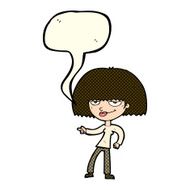 cartoon happy woman pointing with speech bubble N34