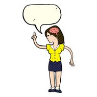 cartoon woman with clever idea speech bubble N5