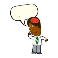 cartoon businessman with huge brain speech bubble N5