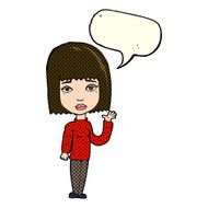 cartoon woman waving with speech bubble N164