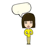 cartoon woman indicating self with speech bubble N5