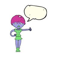 cartoon vampire girl giving thumbs up symbol with speech bubble N6