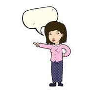 cartoon woman pointing with speech bubble N105