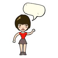 cartoon waving woman with speech bubble N82