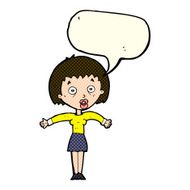cartoon woman shrugging shoulders with speech bubble N248