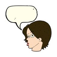 cartoon female face with speech bubble N76