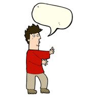 cartoon nervous man waving with speech bubble N10