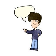 cartoon man pointing with speech bubble N93
