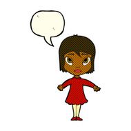 cartoon girl in dress with speech bubble N5