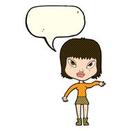cartoon woman making gesture with speech bubble N5