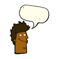 cartoon happy man face with speech bubble N9