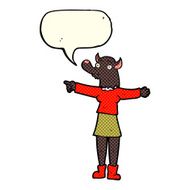 cartoon pointing werewolf woman with speech bubble N3