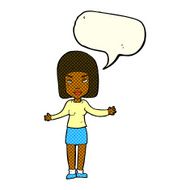 cartoon annoyed woman with speech bubble N93