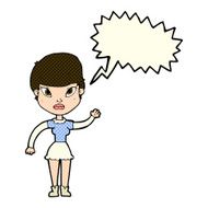 cartoon woman waving with speech bubble N166
