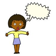 cartoon amazed woman with speech bubble N5
