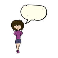 cartoon shocked woman with speech bubble N53