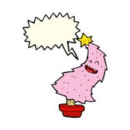 cartoon dancing christmas tree with speech bubble N11