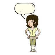 cartoon pretty woman with hands on hips speech bubble N10