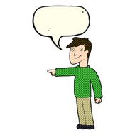 cartoon man pointing with speech bubble N95