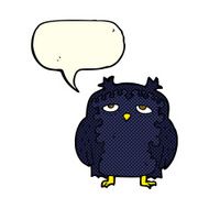 cartoon wise old owl with speech bubble N6