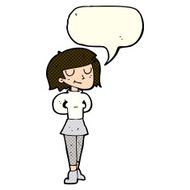 cartoon pleased woman with speech bubble N5