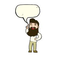 cartoon happy bearded man with idea speech bubble N5