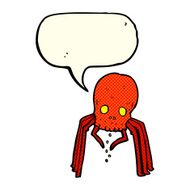 cartoon spooky skull spider with speech bubble N6