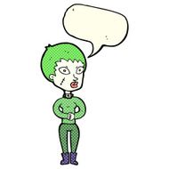 cartoon zombie girl with speech bubble N8