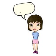 cartoon shy girl with speech bubble N5