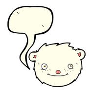cartoon polar bear head with speech bubble N5