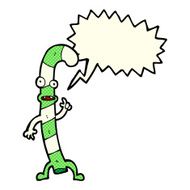 cartoon dancing christmas candy cane with speech bubble N11
