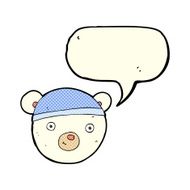 cartoon polar bear face with speech bubble N15