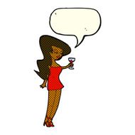 cartoon woman at party with speech bubble N9