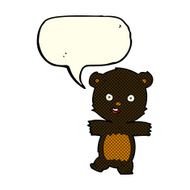cartoon cute black bear cub with speech bubble N18