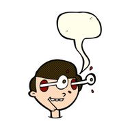cartoon excited boy&#039;s face with speech bubble N5