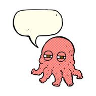 cartoon alien face with speech bubble N10