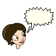 cartoon pretty female face with speech bubble N49