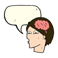 cartoon head with brain symbol speech bubble N19