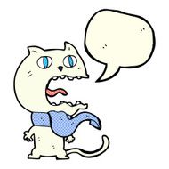 cartoon frightened cat with speech bubble N13