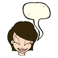cartoon pretty female face with speech bubble N51