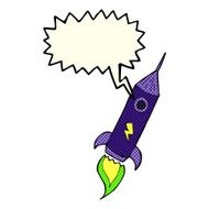 cartoon space rocket with speech bubble N11