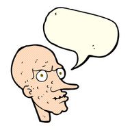 cartoon evil old man with speech bubble N11