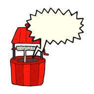 cartoon wishing well with speech bubble N2