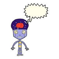 cartoon weird robot with speech bubble N6