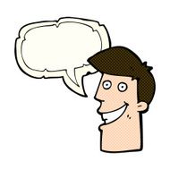 cartoon grinning man with speech bubble N41